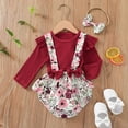 thumbnail image 1 of DPTALR Tenues pour Bébé Fille Fleurs Nœud Été Combinaison Trois Pièces, 1 of 8