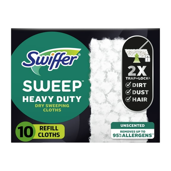 Swiffer Sweep   Mop Dry Pads Refill, Floor Cleaner, Cleaning Cloths, Heavy Duty, Unscented, 10 Count