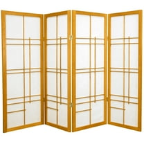 4 ft. Tall Japanese Style Eudes Lattice Folding Screen - Honey - 4 Panels