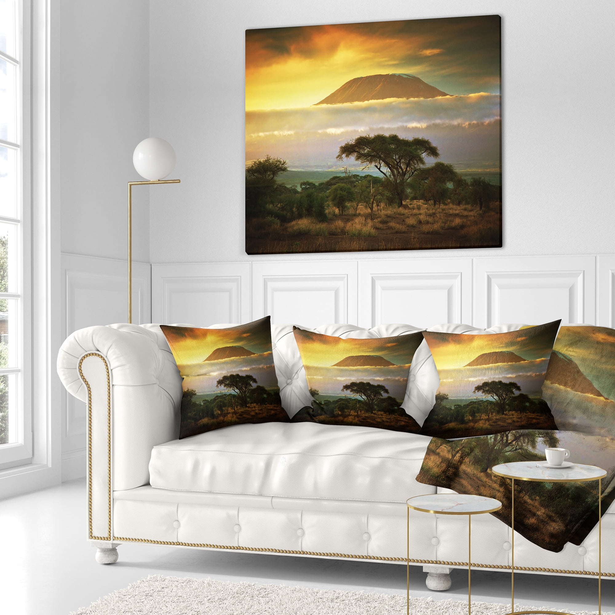 Designart Mount Kilimanjaro - Photography Landscape Printed Throw Pillow - 18x18