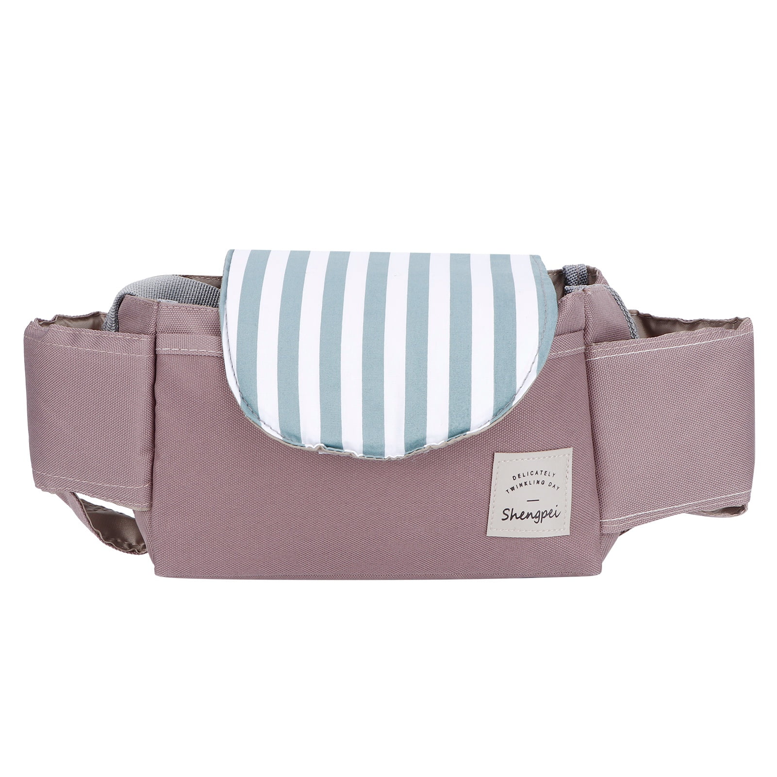 Suodoka Baby Stroller Hanging Bag Organizer Universal Cup Holder Storage Bag Accessory Green Stripe Design 13.8 inches / 35.0 cm Oxford Cloth Material For Infant Toddler