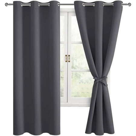 LKYUHGS-Blackout Curtains for Bedroom, 42 x 84 Inches Long - Thermal Insulated & Energy Saving Window Curtains for Living Room, 2 Drape Panels Sewn with Tiebacks, Aqua
