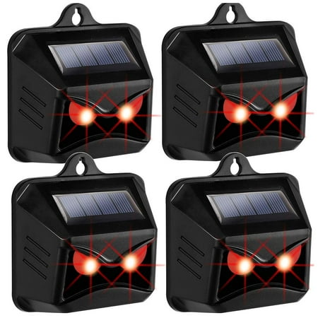 Deago 4 Pack Solar Nocturnal Animal Repeller, Wild Animal Predator Deterrent with Red LED Lights, Waterproof Deer Coyote Raccoon Animal Repellent for Garden Yard Farm Chicken Coop