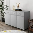 thumbnail image 2 of 50" Wood Buffet Sideboard Kitchen Server Storage Cabinet Cupboard with 3 Drawers and 3 Doors Modern Simple Buffet Cabinet Entryway Console Side Tables for Living Room Dining Room, Gray, 2 of 7