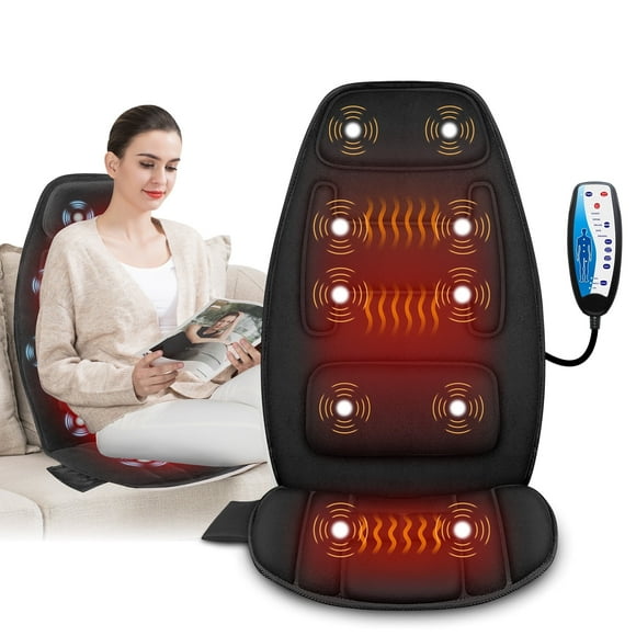 Snailax Coussin de Siège de Massage en Mousse à Mémoire de Forme, Masseur de Dos avec Chaleur, Coussin de Chaise de Massage par Vibration, Cadeaux