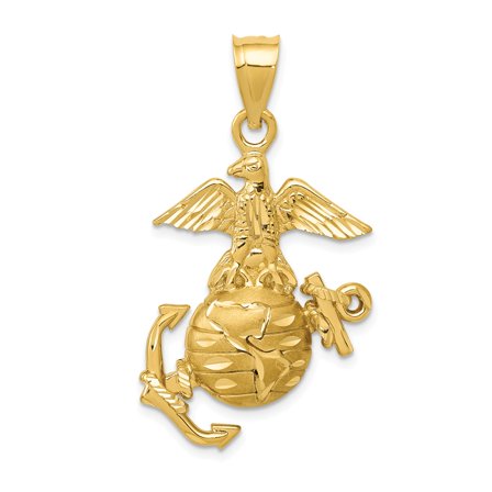 Real 14kt Yellow Gold U.S. Marine Pendant; for Adults and Teens; for Women and Men