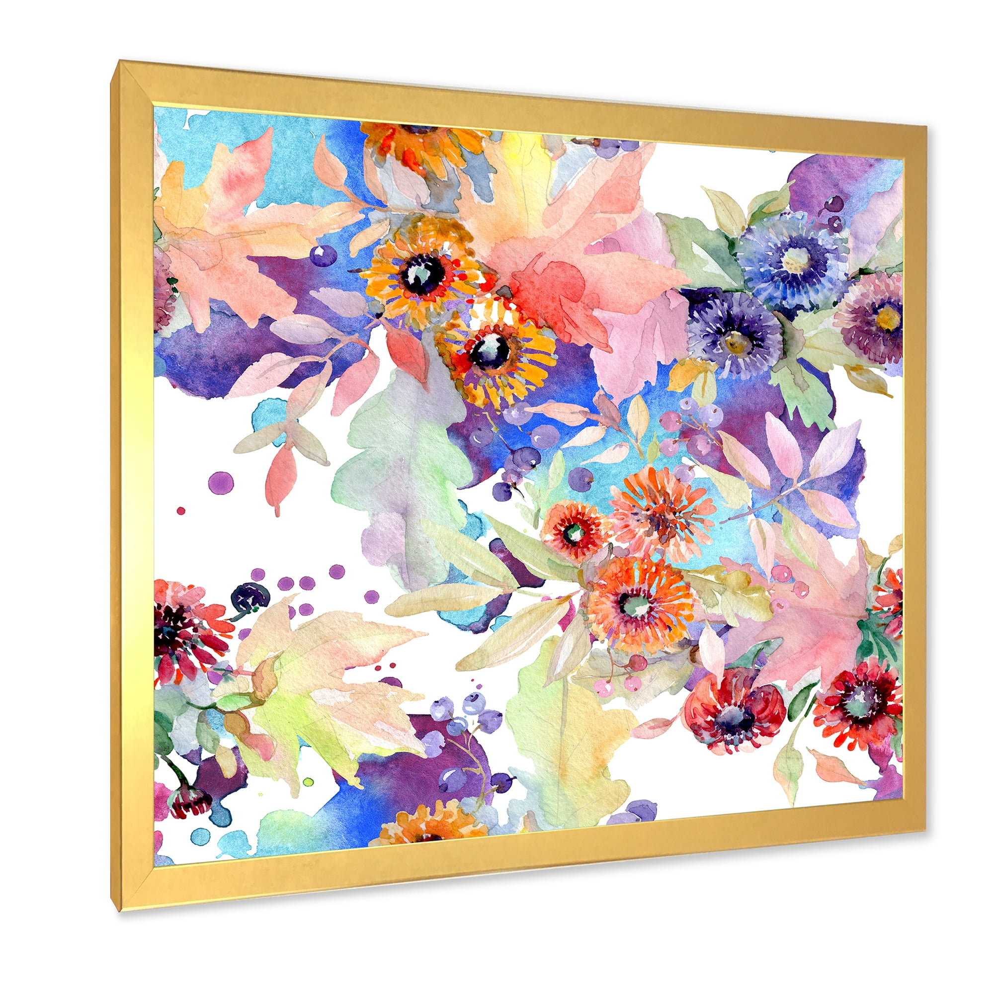 Designart 'Abstract Bouquet Floral Botanical Flowers' Modern Framed Art Print