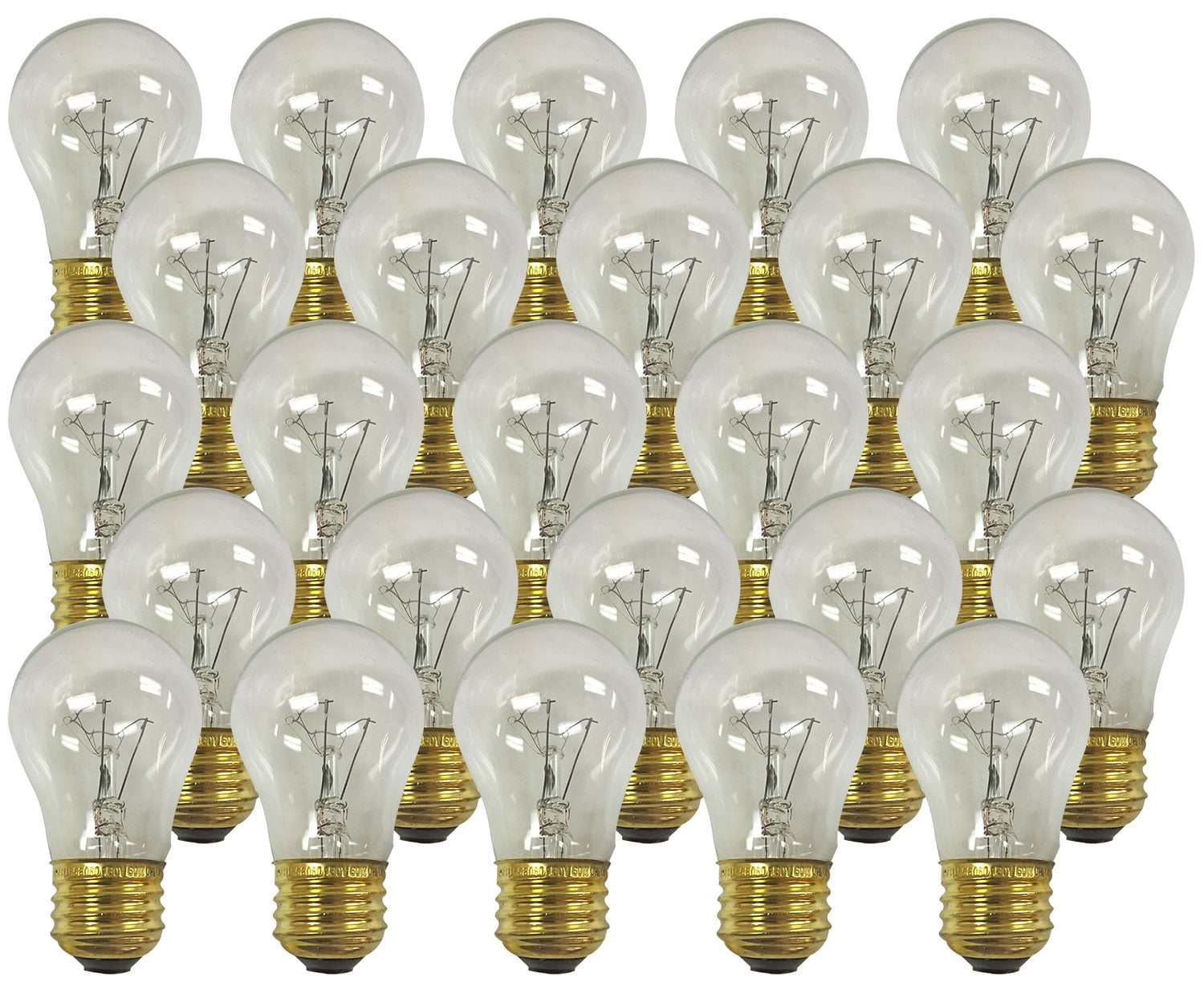 Royal Designs 25 Pack Long Life Appliance Utility Light Bulbs 15Watt