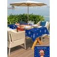 thumbnail image 4 of Outdoor Tablecloth with Umbrella Hole and Zipper, Merry Christmas Rectangle Table Cloth 60x102 Inch Waterproof Tablecloth, Blue Winter Xmas Hat Deer Snowflake Picnic Table Cover for Patio Camping, 4 of 7