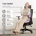 thumbnail image 2 of FLORICH Memory Foam Seat Cushion and Lumbar Support Pillow Set for Car Seat & Office, Relieves Neck, Back & Sciatica Pain, Purple, 2 of 9
