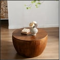 thumbnail image 3 of 31.50"Vintage Style Bucket Shaped Coffee Table with storage function, for Office, Dining Room and Living Room, Brown, 3 of 16