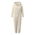 thumbnail image 6 of Ruyang Fleece Onesie for Girls Cute Fuzzy Bear Hooded Jumpsuit Kids Fall Winter Warm Plain Zip Up Furry Sherpa Outfits, 6 of 6