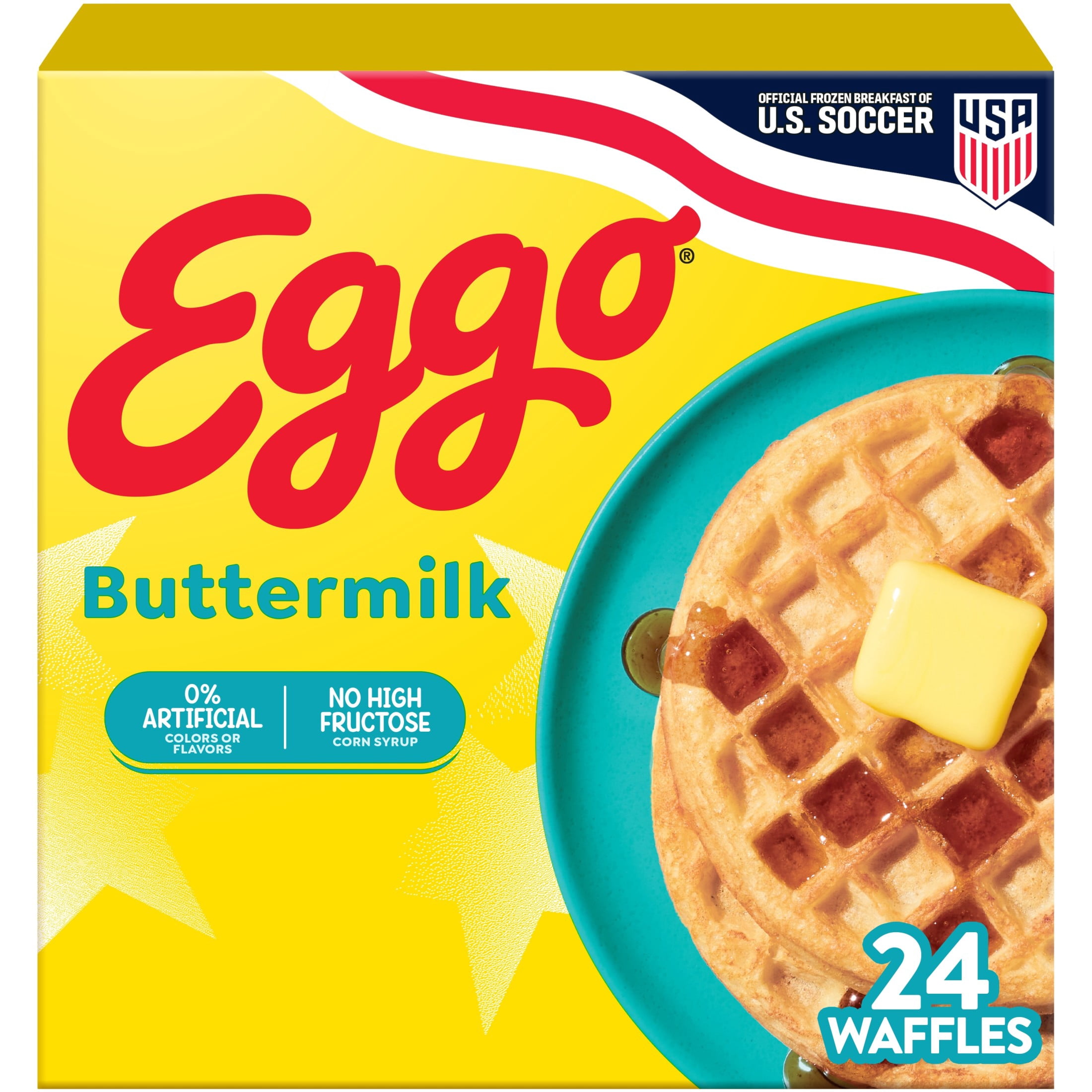 Eggo Buttermilk Waffles, Breakfast Food, 29.6 oz, 24 Count (Frozen)