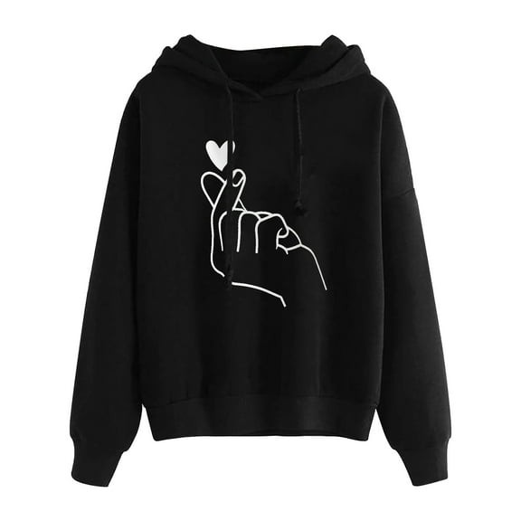 POTETI Hoodies for Women Casual Long Sleeve Pullover Tops Solid Hooded Sweatshirts