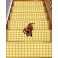thumbnail image 2 of Yellow Stair Treads for Wooden Steps Indoor Runner Rug Carpet, Country French Rustic Buffalo Plaid Modern Art 4 Pieces Peel and Stick Staircase Step Treads Covers Washable Throw Door Mats, 30"x8", 2 of 6