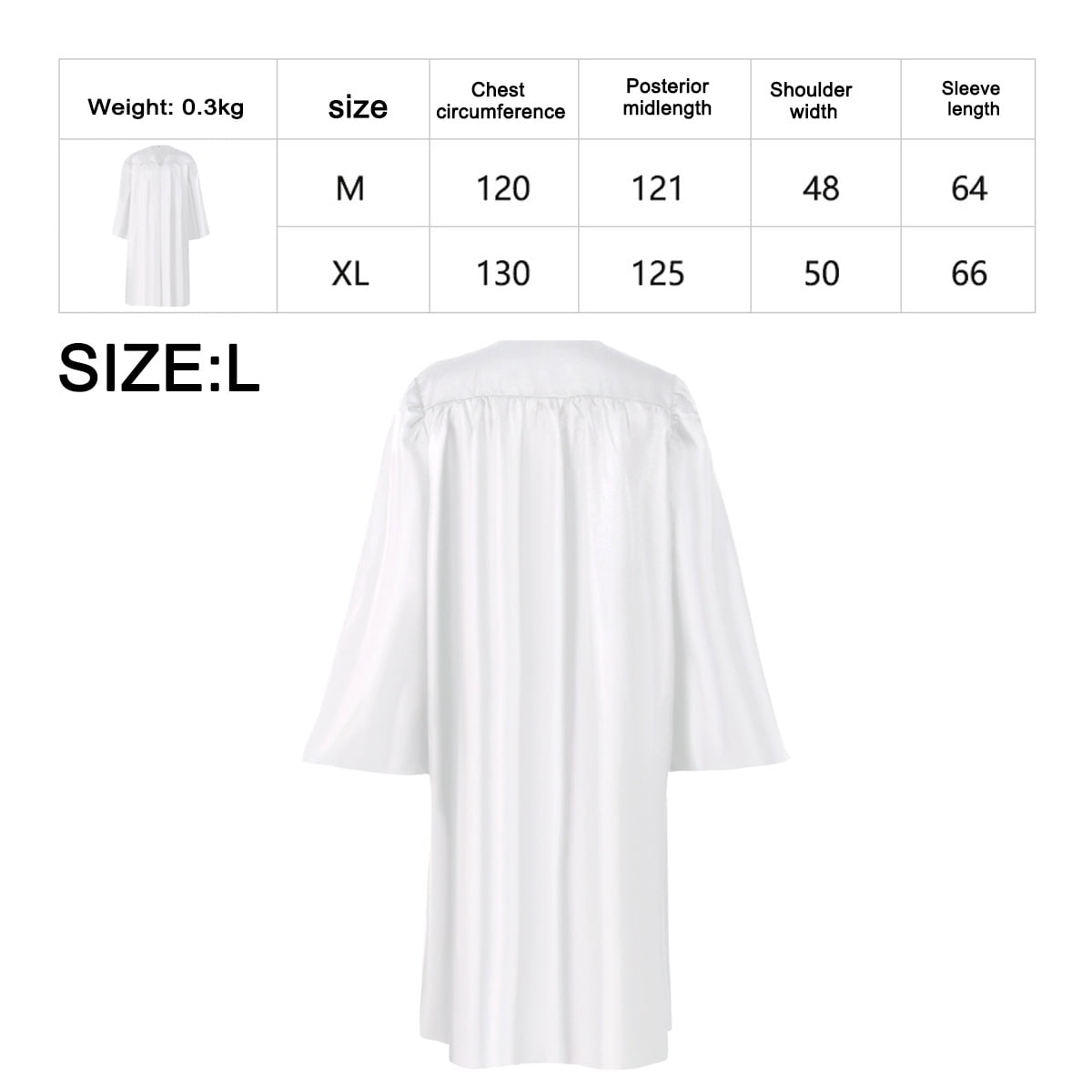 Túnica De Graduación Unisex Con Toga Y Birrete, Bata Para Coro, Clero O Bautizo, Disfraz Adulto Para Hombre Y Mujer, Talla única M-L
