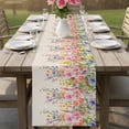 thumbnail image 4 of Pink Flowers Table Runner 36 Inches, Spring Floral Daisy Vintage Pastoral Botanical Bed Runner Dresser Scarves Tabletop for Indoor Outdoor Parties/Ceremony/Banquet, 13"x 36", 4 of 8