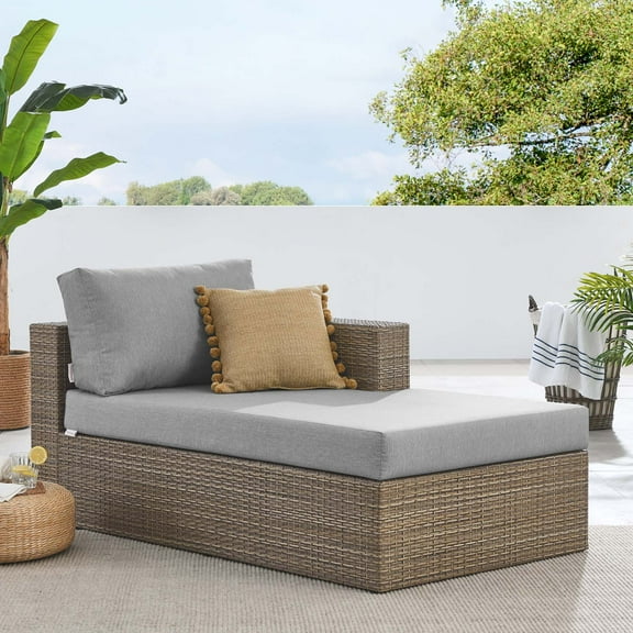 Modway Convene Outdoor Patio Right-Arm Chaise in Cappuccino Gray