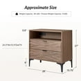 thumbnail image 3 of 2-Drawer Modern End Table with Rear Charging Station V-shaped Design Matal Legs for Living Room Walnut, 3 of 7