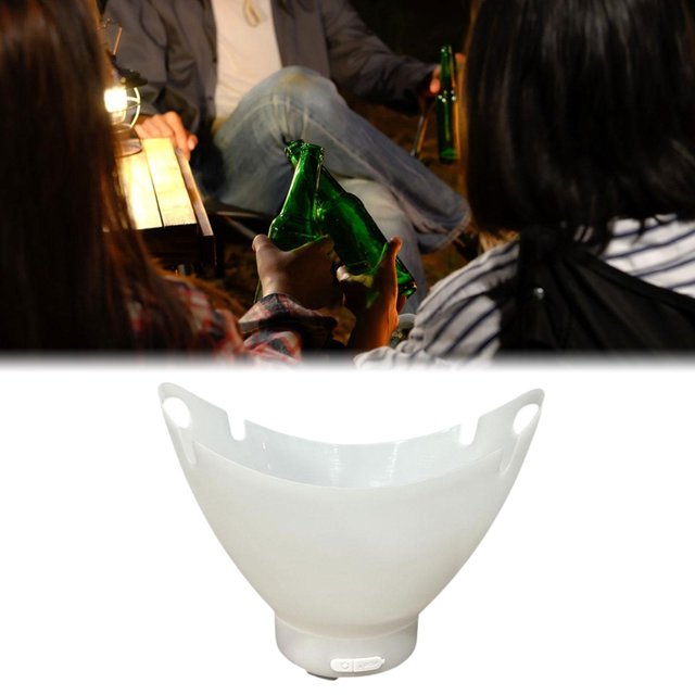 Cubo de hielo iluminado, contenedor de bebidas, 7 l, liviano, portátil, con asa, cubo de hielo para champán, enfriador de champán iluminado para