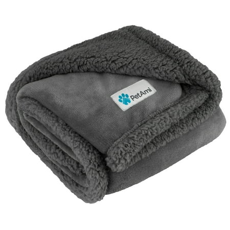UPC: 0840168302086 | PetAmi WATERPROOF Dog Blanket For Bed  XL Dog Pet Blanket Couch Cover Protector  Sherpa Fleece Leakproof Blanket for Crate Kennel Sofa Furniture Queen Bed Protection Reversible Soft 90×90 Grey Grey