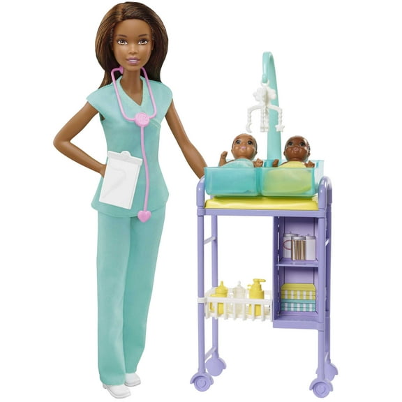 Barbie Careers Baby Doctor Playset with Blonde Fashion Doll, 2 Baby Dolls, Furniture & Accessories