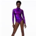 thumbnail image 4 of Silver Metallic Ballet Suit with Long Sleeves for Women Ballet Dance Tops Suitable for Parties and Carnivals Stage, 4 of 8