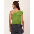thumbnail image 4 of Moomaya Solid One Shoulder Ruffled Tops, Sleeveless Casual Summer Crop Top, 4 of 8