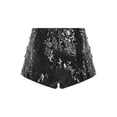 thumbnail image 4 of Haitryli Women's Sequin Sparkly Mini Shorts Low Waist Rave Party Hot Pants Night Out Party Bottoms Black S, 4 of 5