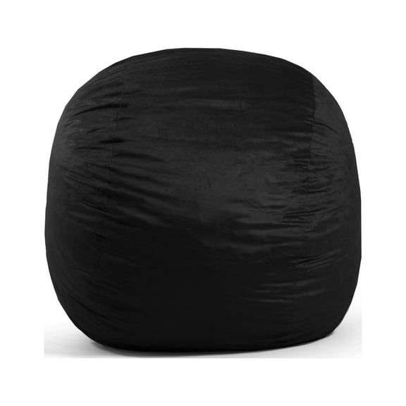 Big Joe Fuf 5Ft Oversized Foam Bean Bag Chair for Kids, Teens, Adults, Jet Black Plush, Soft Polyester, 5 foot Large Reading and Gaming Seat