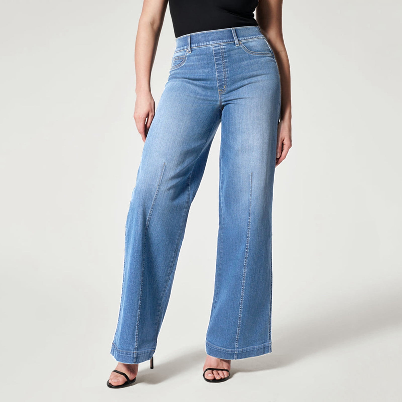 Women's Flare Jeans High Waisted Vintage Frayed Baggy Bell