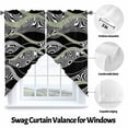 thumbnail image 3 of Swag Curtain Valances Abstract Lines Swag Valances for Kitchen Windows Sage Green Black Geometric Short Topper Curtains Valance Tier Pair for Kitchen Bedroom Living Room Bathroom 28"x36", 3 of 8