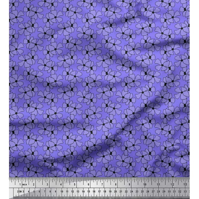 Soimoi Blue Viscose Chiffon Fabric Diamond Geometric Print Fabric by the Yard 42 Inch Wide
