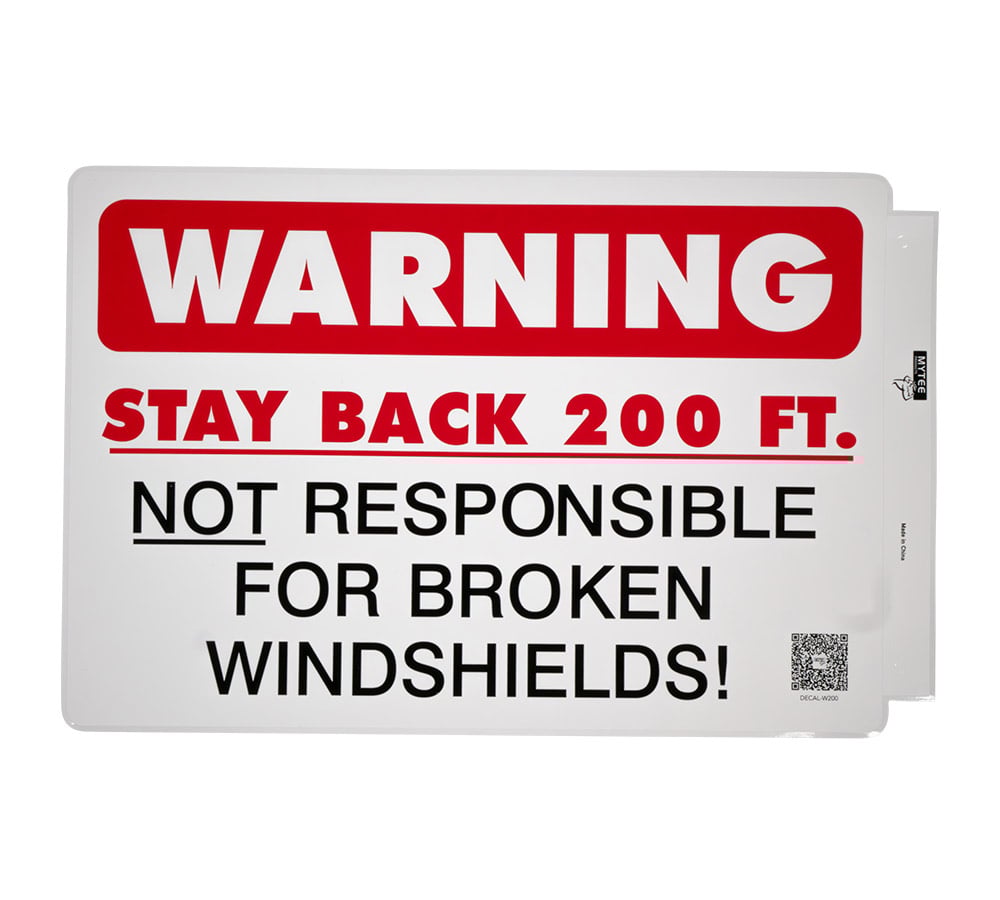 thumbnail image 2 of 2 Pack 11-3/4″x17-1/4″ Warning - Stay Back 200 Ft Not Responsible For Broken Windshields Self-Adhesive Decals Truck Sign, UV Resistant and Laminated Clear Visibility Trailer Label, 2 of 9
