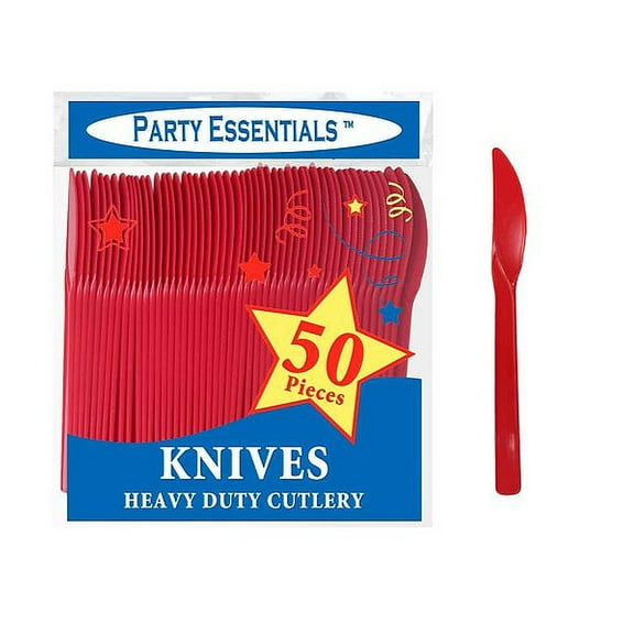 1 - Party Essentials Red Medium Weight Plastic Knives – 50 Ct.