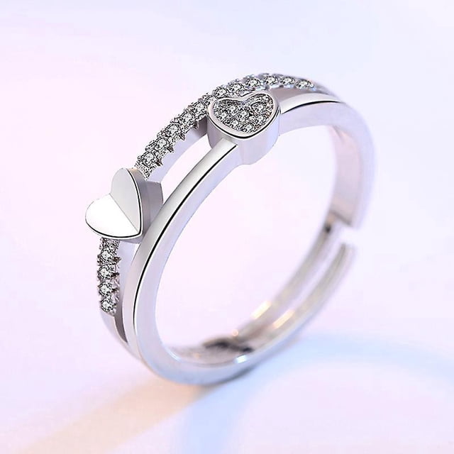 une Bague Femme Diamant Blanc (cuivre Blanc Plaqu Platine), Ouverture Rglable