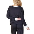 thumbnail image 4 of Doublju Women's Long Sleeve Henley Pajama Sleepwear 2 Pcs Set, 4 of 4
