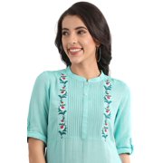 Band Collar Solid Kurta - Atlantis-Medium