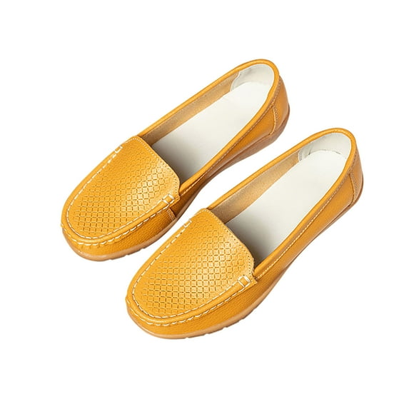 Xysaqa Walking Shoes Women, Work Shoes Women Casual Women's Casual Single Shoe Cowhide Peas Mom Shoes Cowhide Soled Slipsole Shoes Work Office Shoes Womens on Clearance