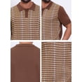 thumbnail image 7 of DARING DIVA Men's Houndstooth Summer Short Sleeve Casual Knit Polo Shirt M Brown, 7 of 7