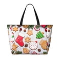 thumbnail image 2 of Pofeuu Christmas Gingerbread Cookies Print Beach Bag,Waterproof Sandproof Beach Tote Bag, Large Capacity Foldable Beach Bags for Women, 2 of 7