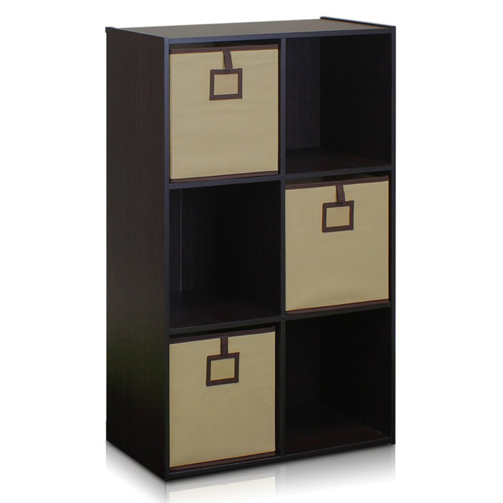 Furinno 13093EX Econ 6Cube Bookcase Storage Organizer, Espresso