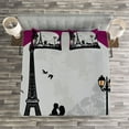 thumbnail image 3 of Ambesonne Romantic Quilted Bedspread Set 3 Pcs, Couple with Full Moon, King Size, Fuchsia Grey Black, 3 of 3
