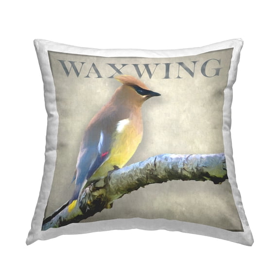 Stupell Industries Waxwing Bird Perched Wildlife Design Design by Alpenglow Workshop Throw Pillow