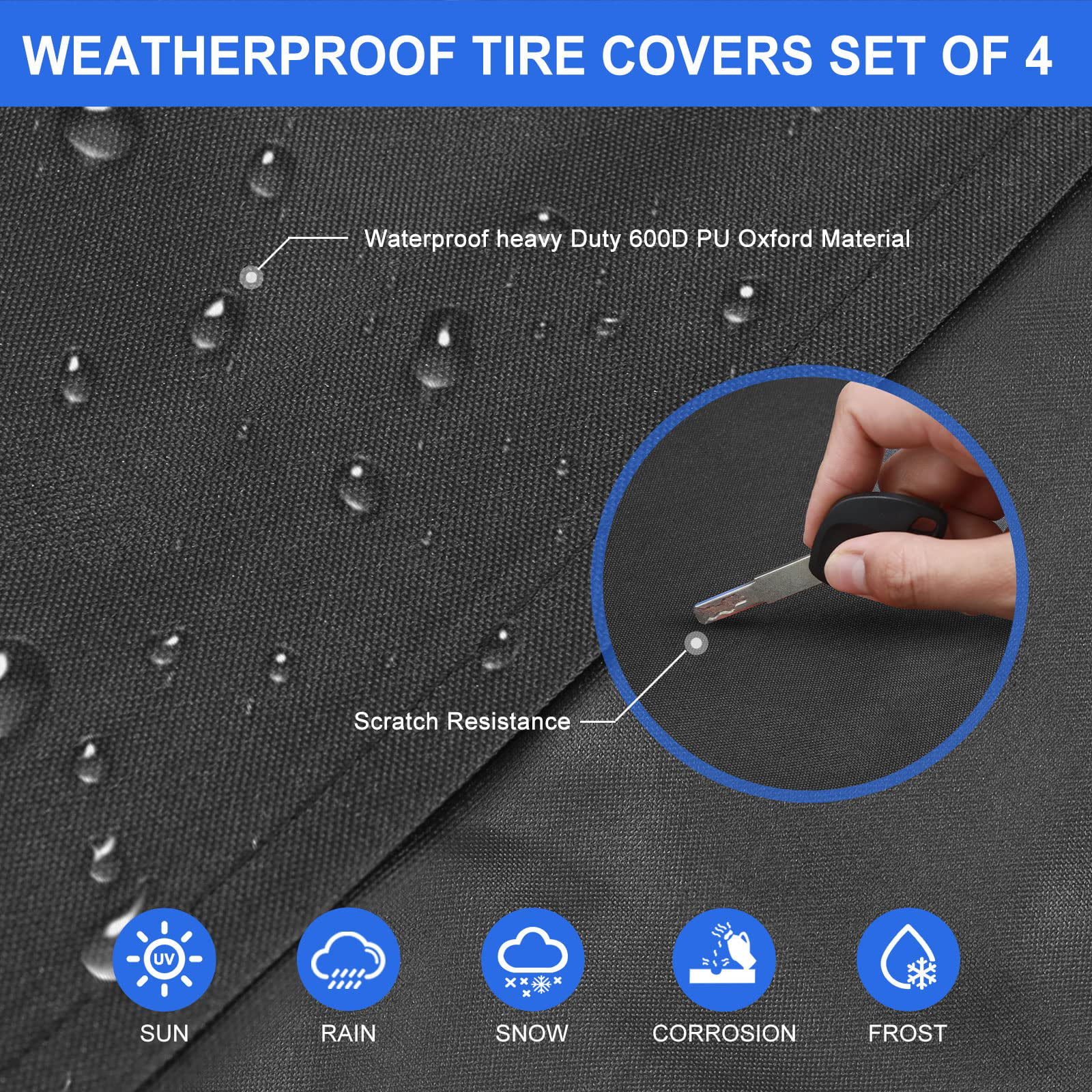 RV Tire Covers Pack, Tough Tire Wheel Protector for Truck, SUV, Travel  Trailer, Camper, Motorhome, Boat, Van, PU Oxford Waterproof Sun Rain Snow  Protector Cover, Fits Tire Diameters 26-29 inch