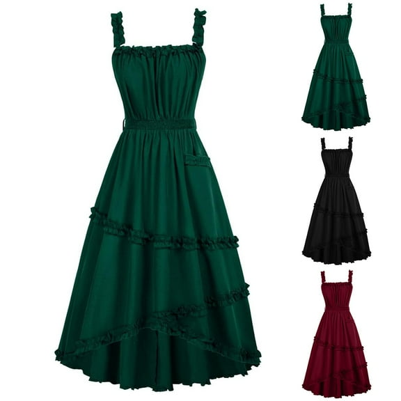 Ahuyic Womens Casual Dress,Womens Plus Size Dress,Womens Summer Backless Sleeveless Camisole Solid Color Dress,Black,S