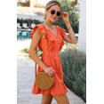 thumbnail image 2 of ABPHQTO Mini vestido naranja con escote en V y volantes en la espalda abierta para mujer, 2 of 5