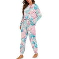 thumbnail image 2 of Yuyamidu Shell Women Nightwear Set of 2 Female Pj Relaxed Pajamas Size 2XL Women's Long Sleeve Pj Sleep Set Starfish Scoop Neck Sleepwear with Pockets, Blue Pink, 2 of 7