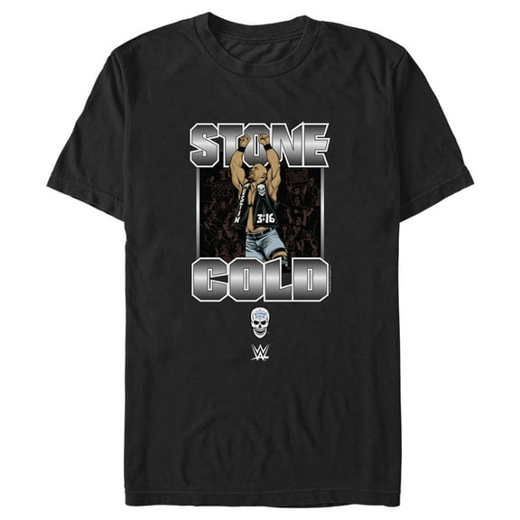 Men's WWE Stone Cold Steve Austin Silver Logo  Graphic Tee Black Small