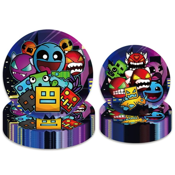 Jinhe Geometry Aesthetic Party Plates, 40-Count, 9-Inch and 7-Inch